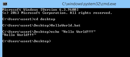 My First Batch File Program - Print Hello World