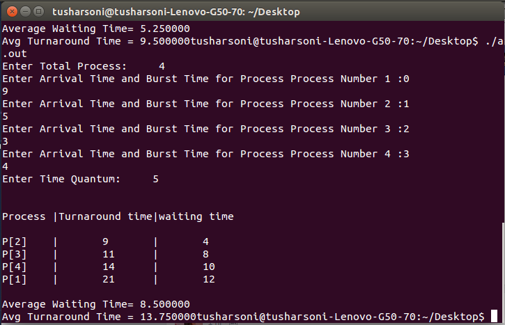 Round Robin Scheduling Program in C