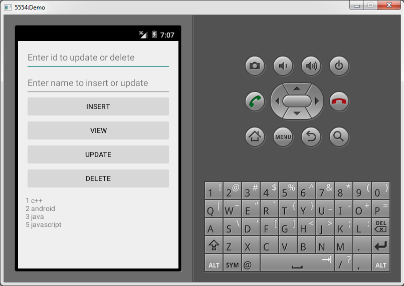 Android SQLite Database Tutorial