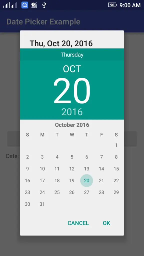 Android Date Picker Example