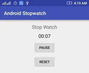 Android Stopwatch Example Using Chronometer