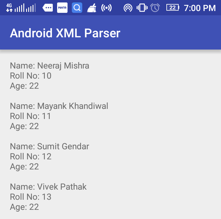 Android XML Parsing Using XMLPullParser