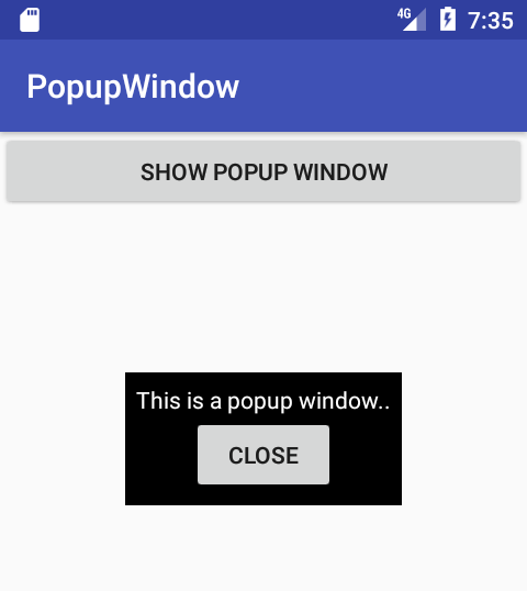 Android PopupWindow Example