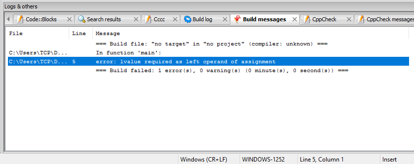 lvalue required as left operand of assignment arduino