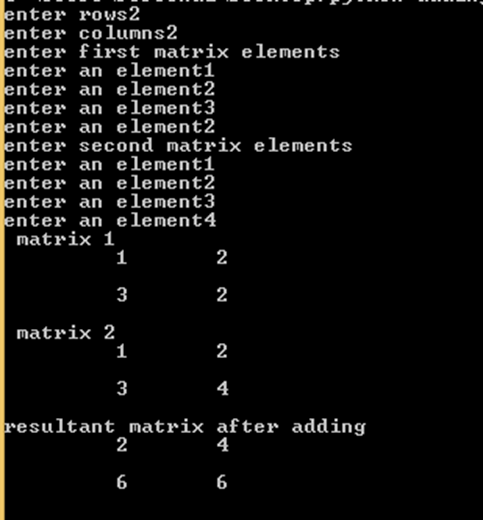 Python Matrix Addition