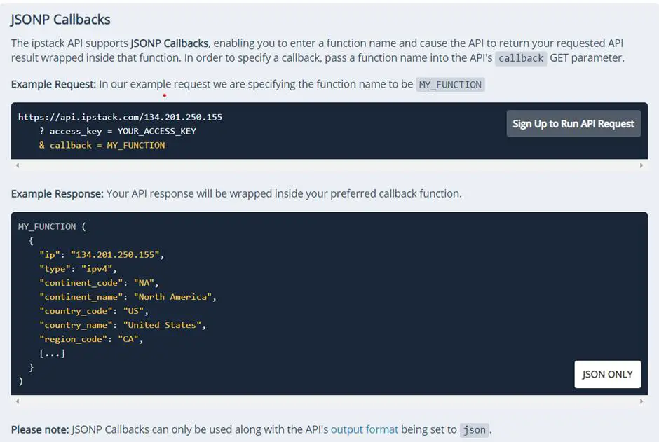 ipstack Supports JSONP Callbacks
