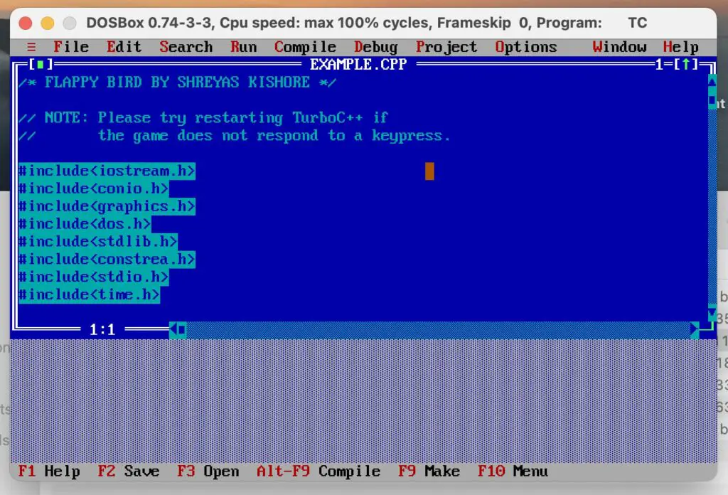 Turbo C++ for Mac