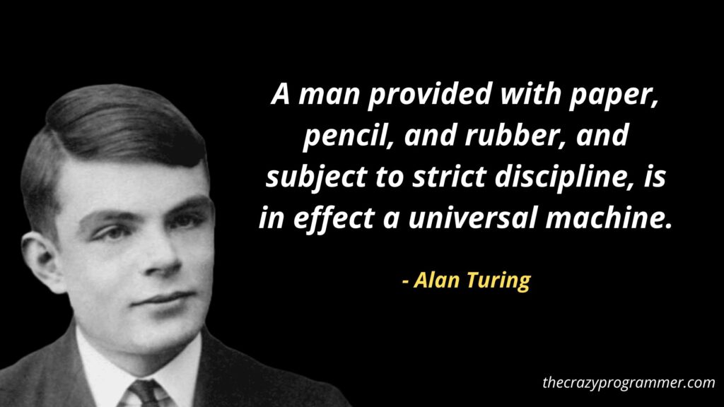 A man provided with paper, pencil, and rubber, and subject to strict discipline, is in effect a universal machine.